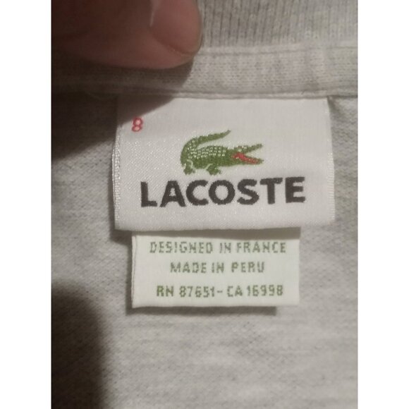 LACOSTE Size 8 Men's Solid Gray Logo Short Sleeve Cotton Golf Polo Shirt 2XL - Picture 9 of 13